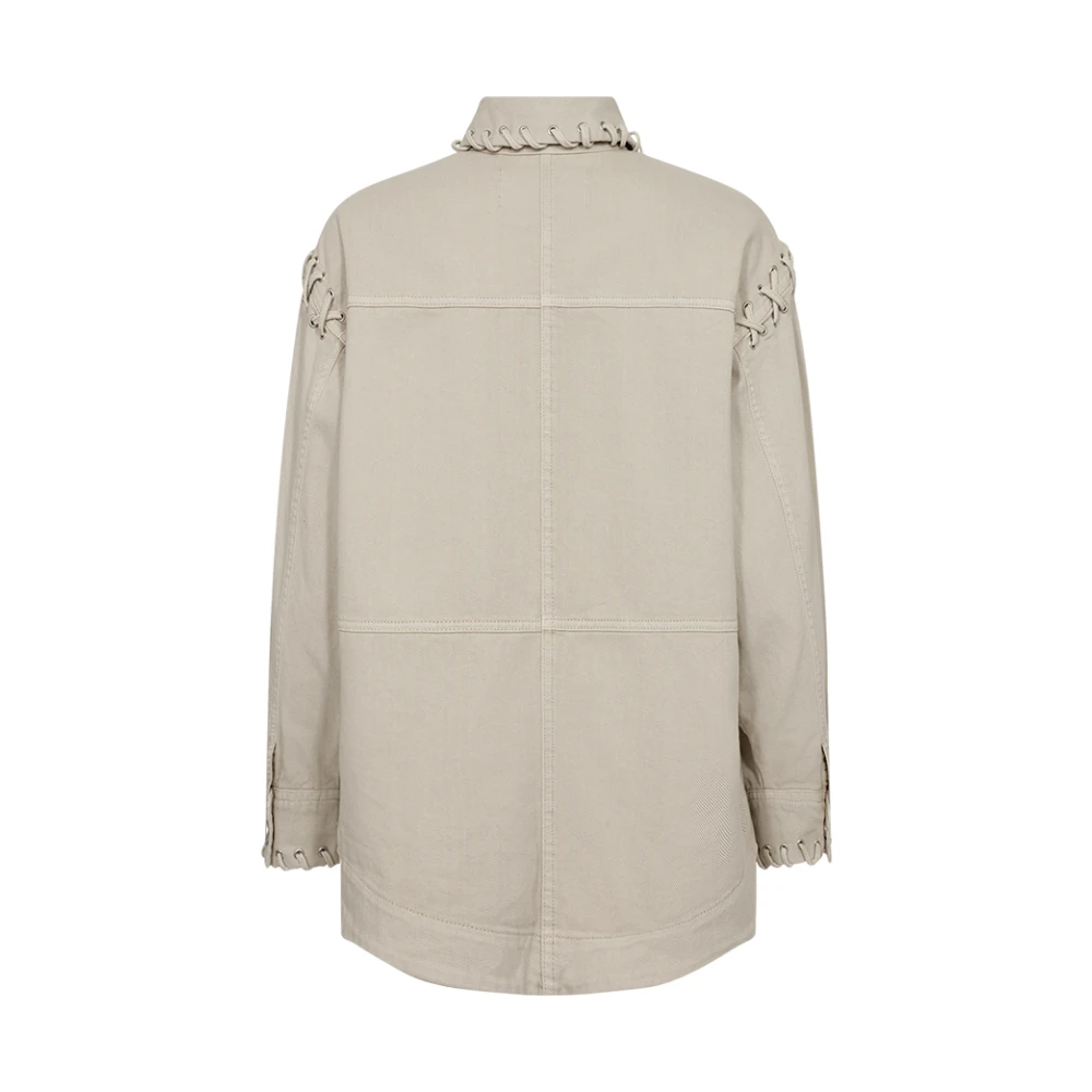 Copenhagen Muse Oversized Denimjack met Verborgen Drukkers Beige Dames