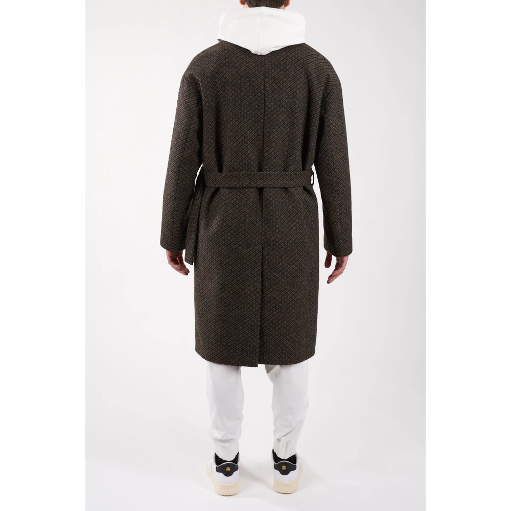 Hevo Wollen jas met riem Brown Heren