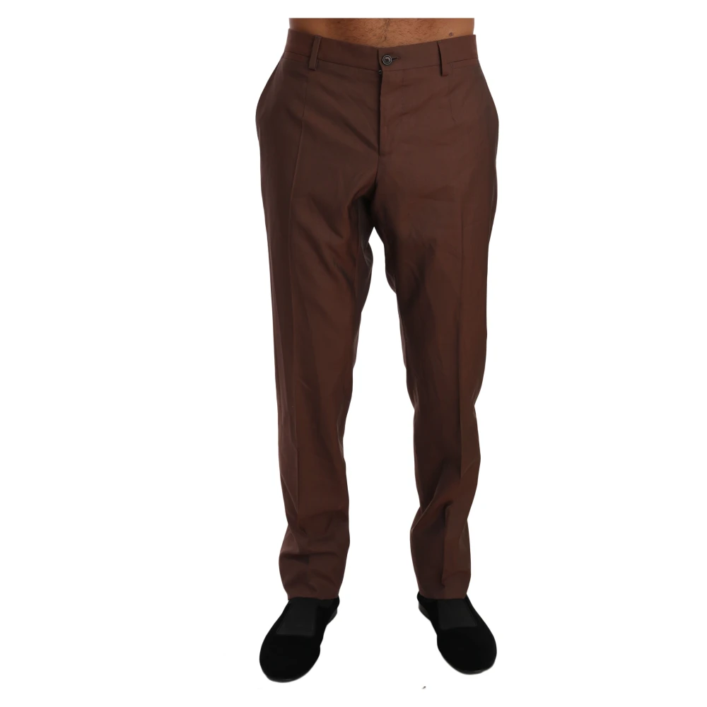 Dolce & Gabbana Men's Brown Chinos,, Elegant Wool And Silk Formal Trousers 2XL