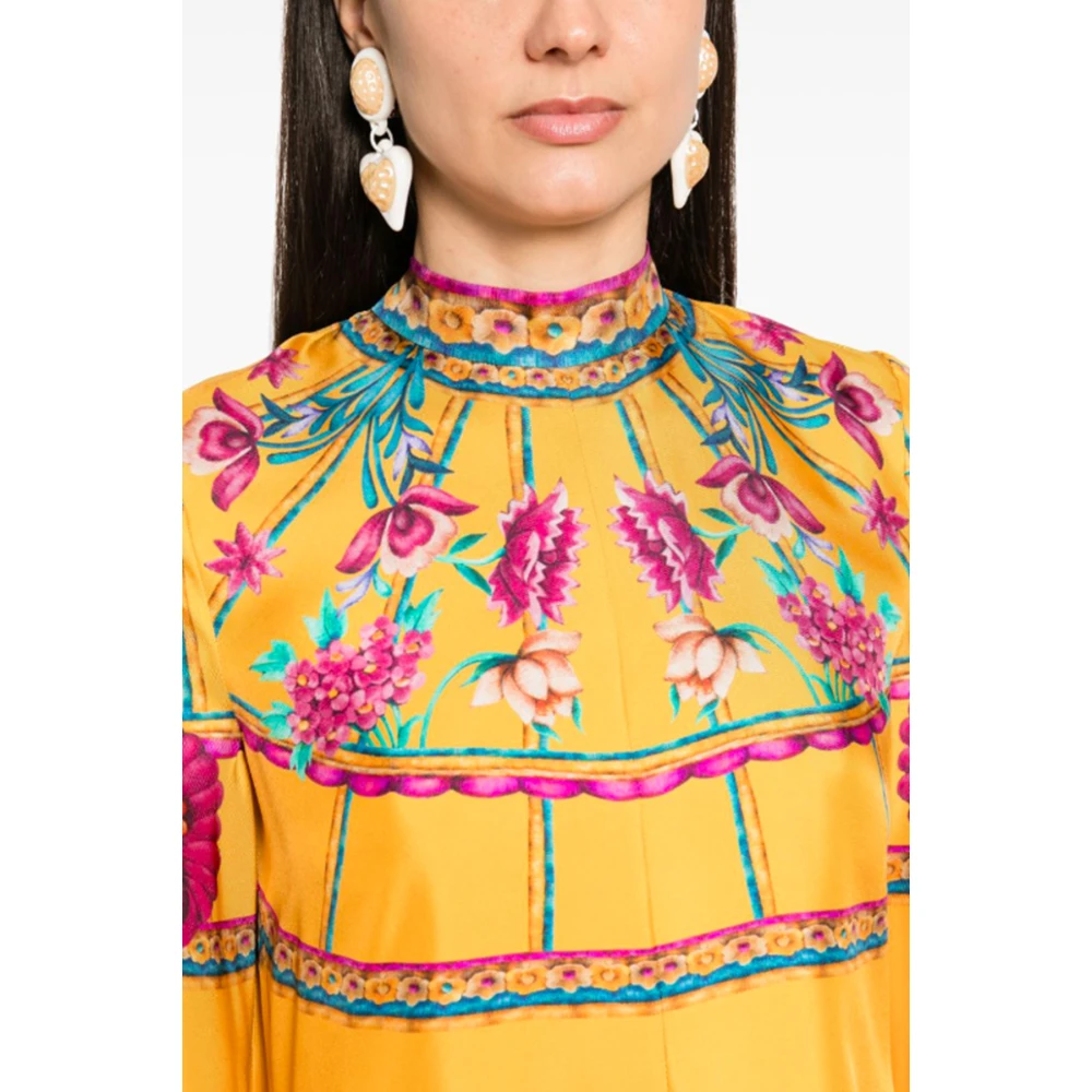 La DoubleJ Geometrische Print Zijden Jurk Multicolor Dames