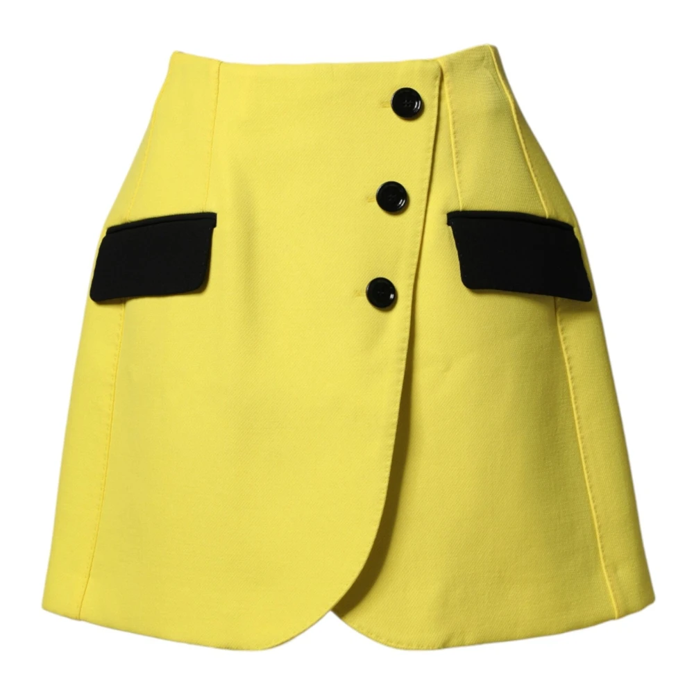 Dolce & Gabbana Women's Yellow High Waist Mini Skirt - Short Skirts - S - Skirts