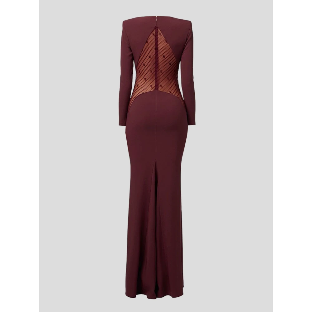 Elisabetta Franchi Elegante Polyester Lange Jurk Brown Dames