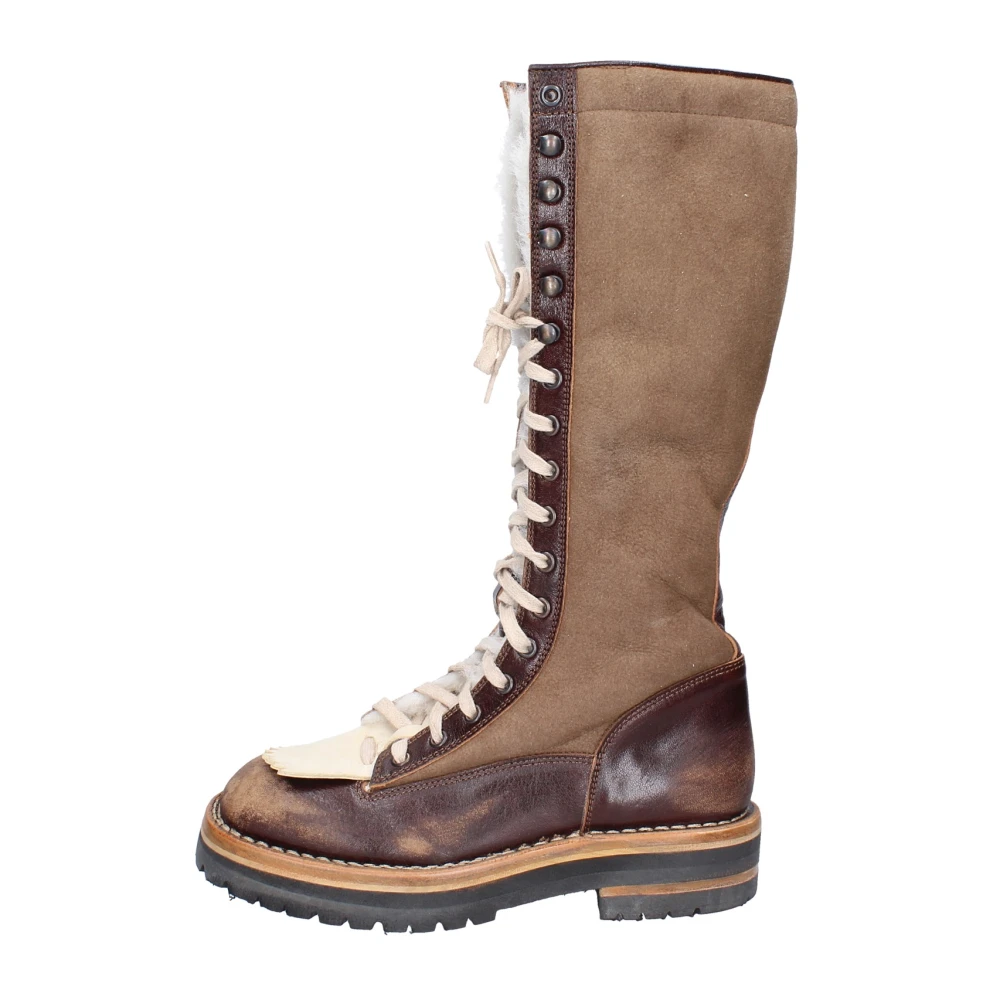 Moma Women's Brown Vintage Leather Lace-Up Boots