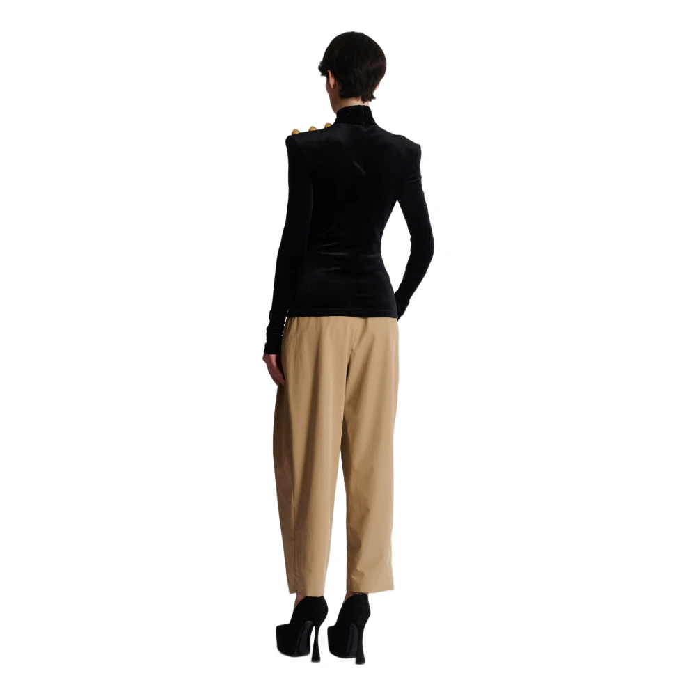 Balmain Fluwelen top met lange mouwen Black Dames