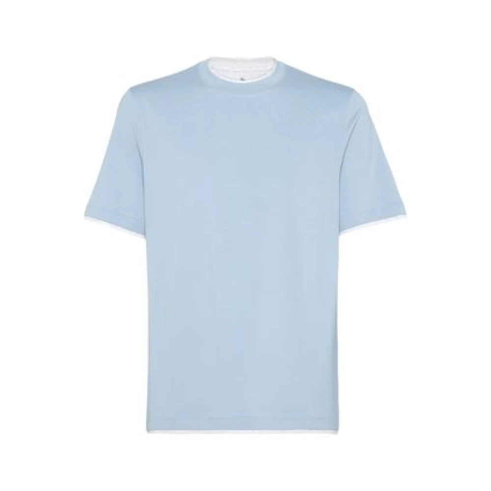 BRUNELLO CUCINELLI Clear Blue T-shirts en Polos Blue Heren