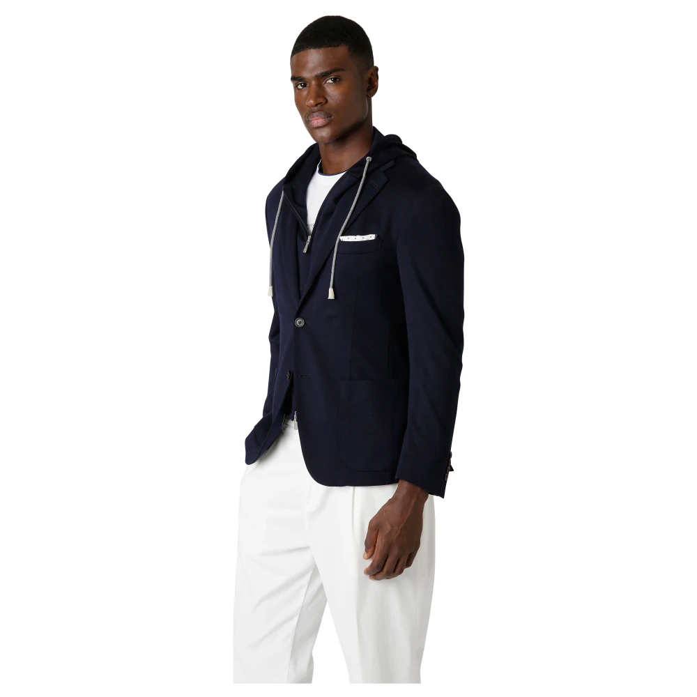 Eleventy Wollen jas met afneembare bodywarmer Blue Heren
