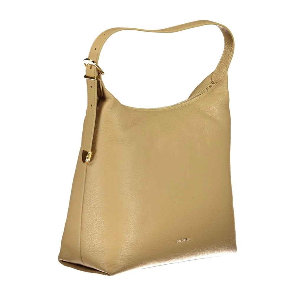 Coccinelle Beige Leren Schoudertas met Rits Beige Dames