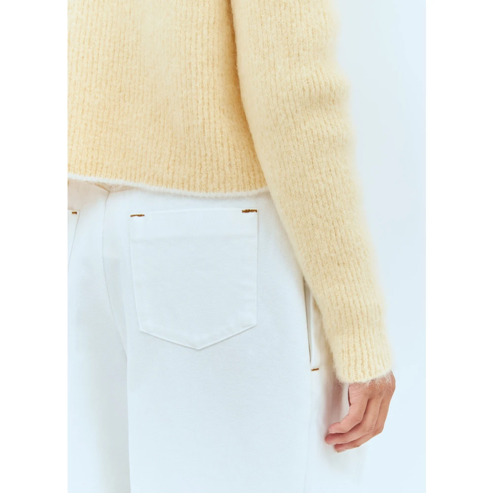 Jacquemus Marina Mohair Sweater Shawl Hals Rib Yellow Dames