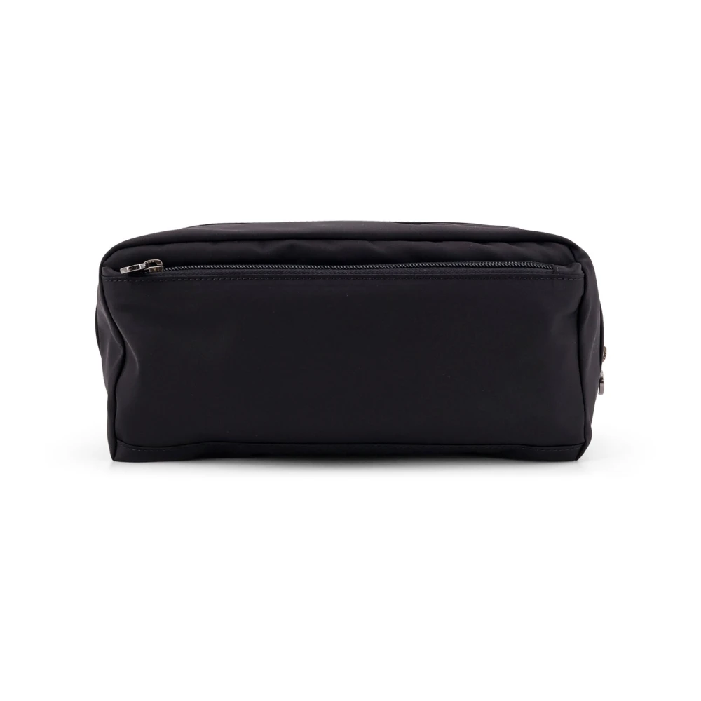 Kiton Nylon Beauty Case met leren detail Black Heren