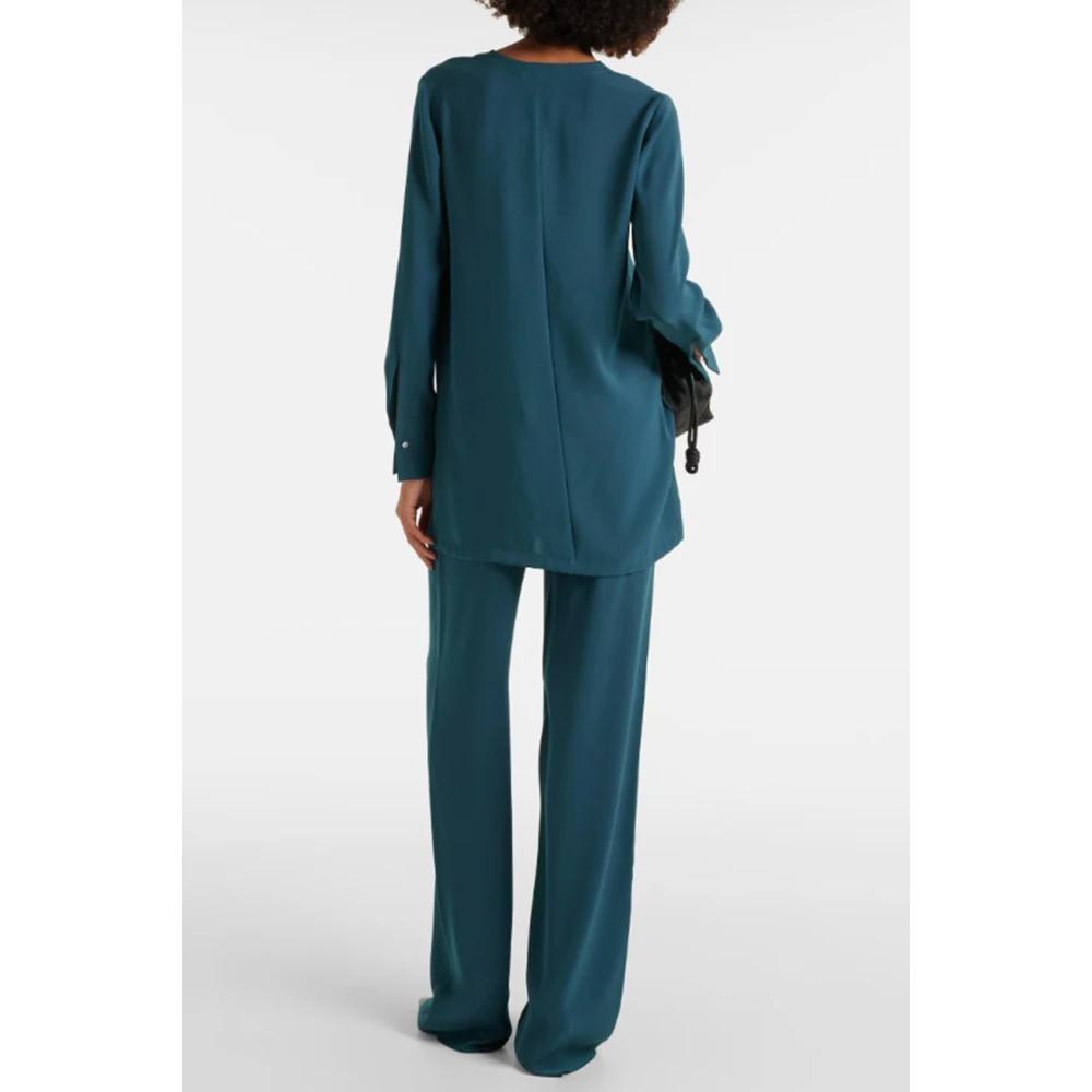 Max Mara Studio Elegante V-hals Blouse Green Dames