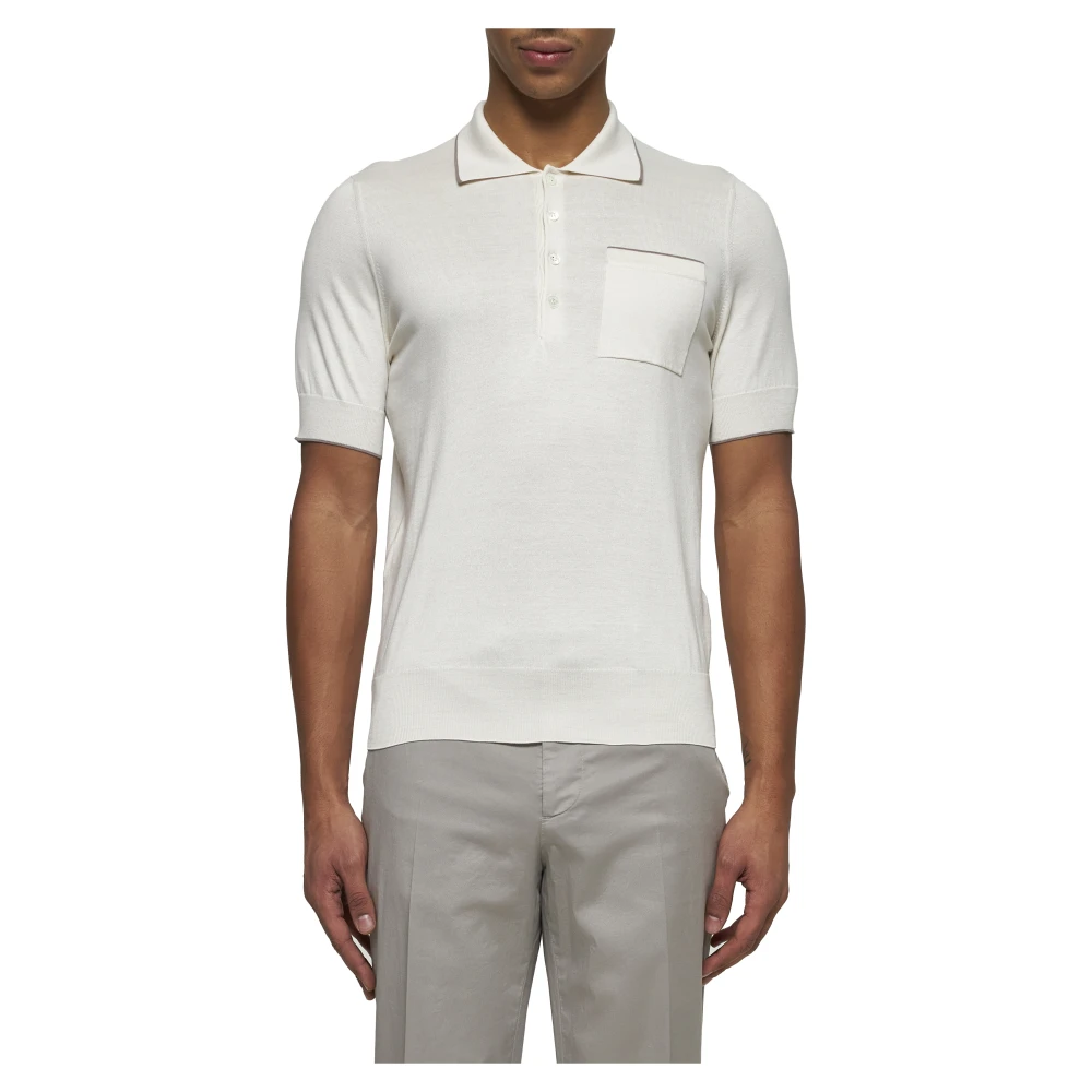 BRUNELLO CUCINELLI Beige Katoenen Poloshirt Regular Fit White Heren