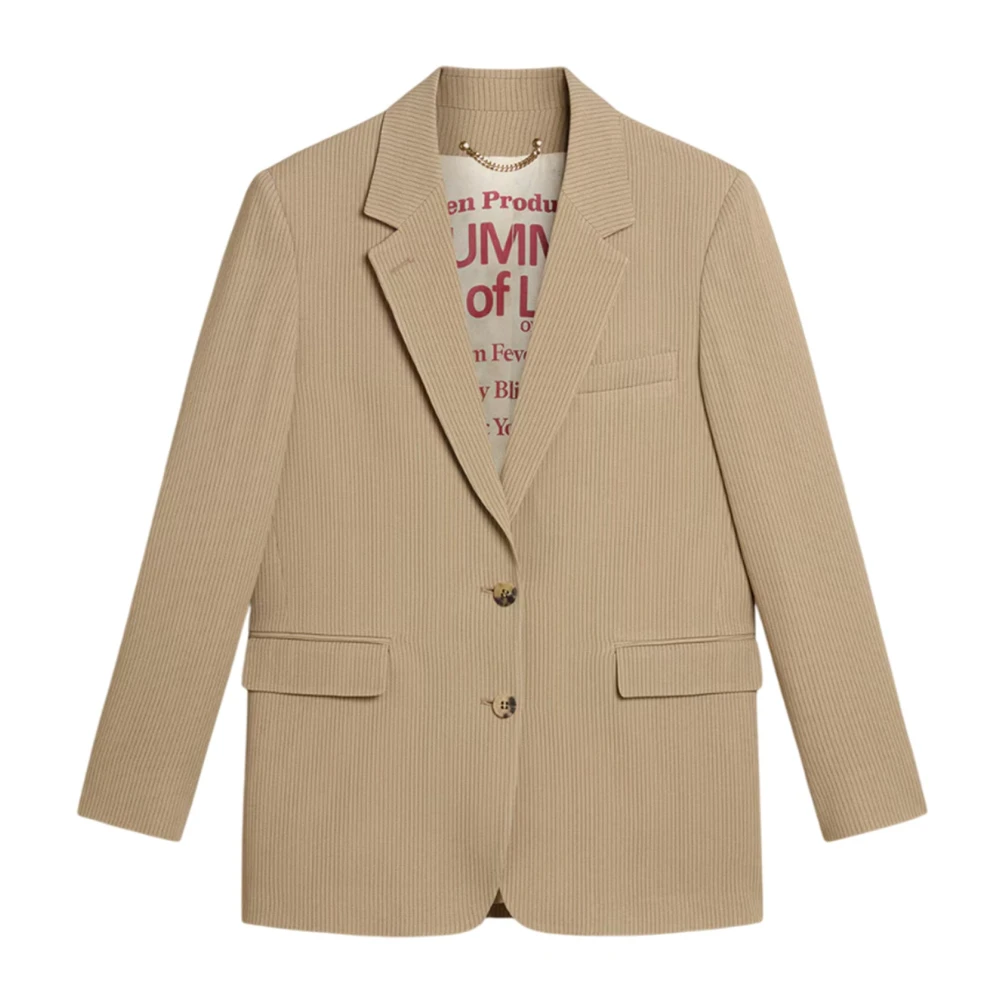 Golden Goose Beige Pinstripe Jas Vrouw Viscose Mix Beige Dames