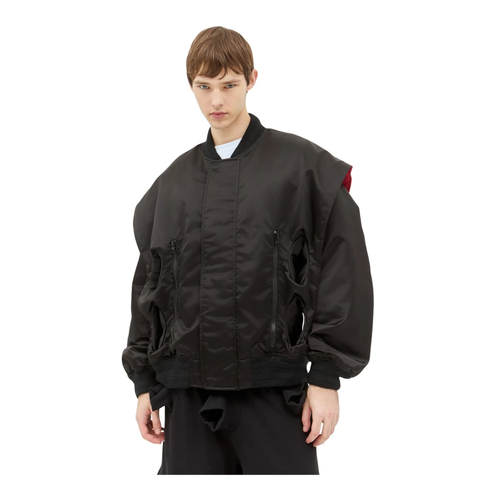 Walter Van Beirendonck Black Shiny Tunnel Bomber Jacket - Male - Bomber Jackets - Xl - Jackets