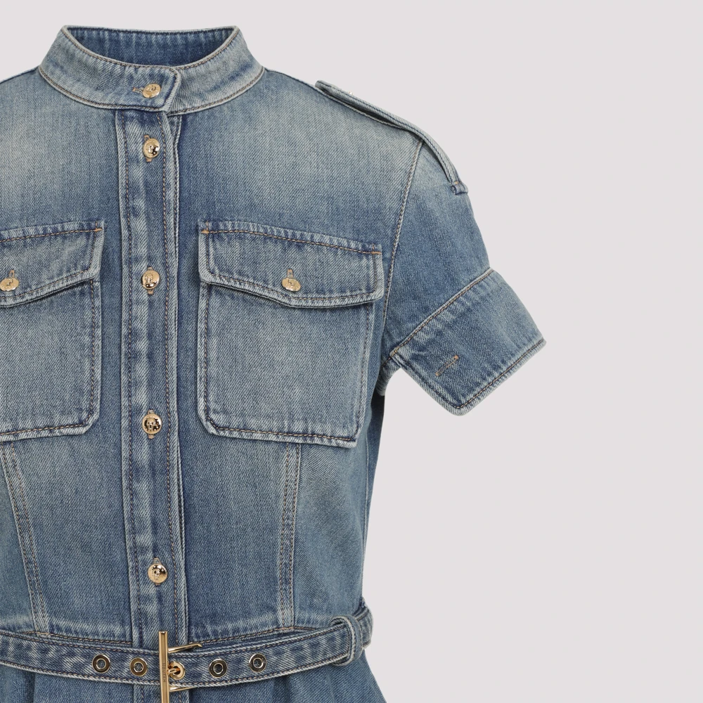 alexander mcqueen Blauwe Katoenen Jurk Elegante Stijl Blue Dames
