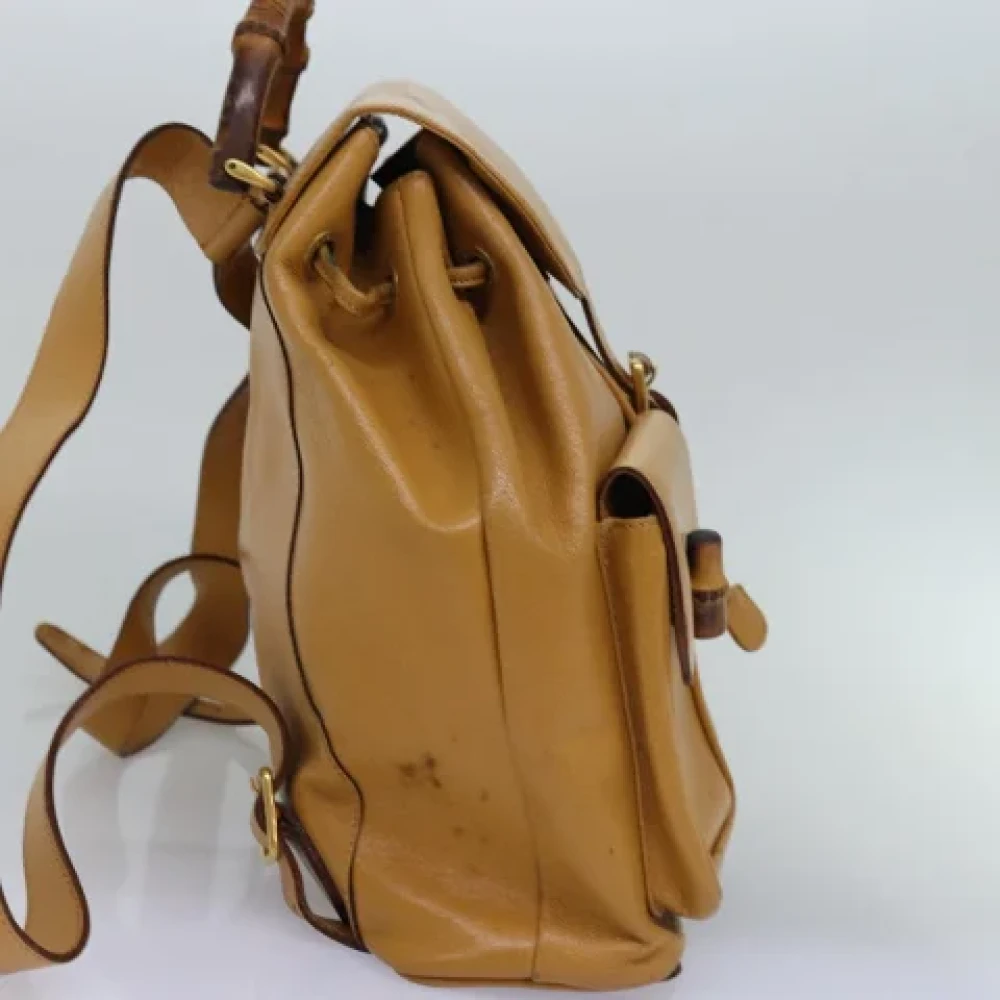 Gucci Vintage Pre-owned Leather backpacks Yellow Dames