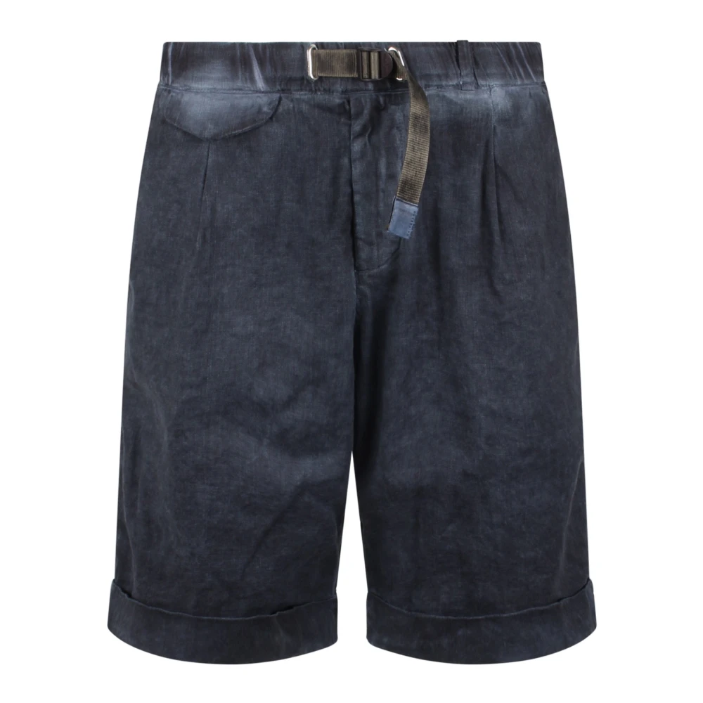 White Sand Linnen shorts met verstelbare tailleband Blue Heren