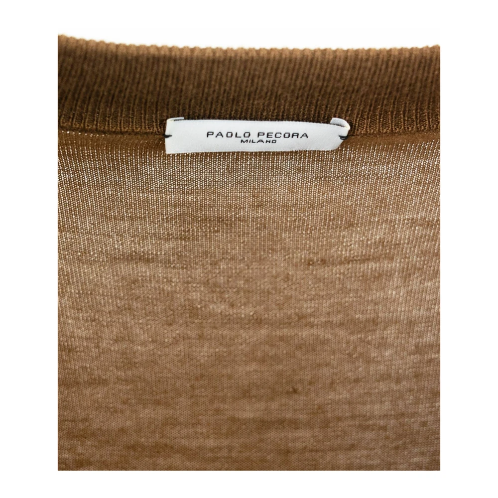 Paolo Pecora Bruine Cardigan Sweater Regular Fit Brown Heren