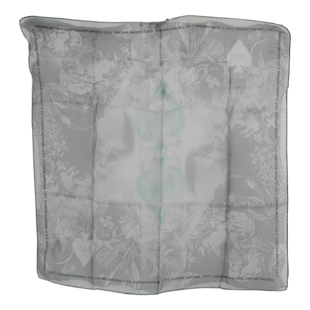 Costume National Women's Gray Silk Shawl Foulard Wrap Scarf