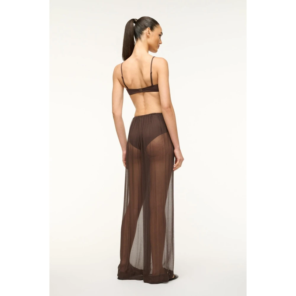 Staud Doorschijnende Crinkle Chiffon Broek Brown Dames