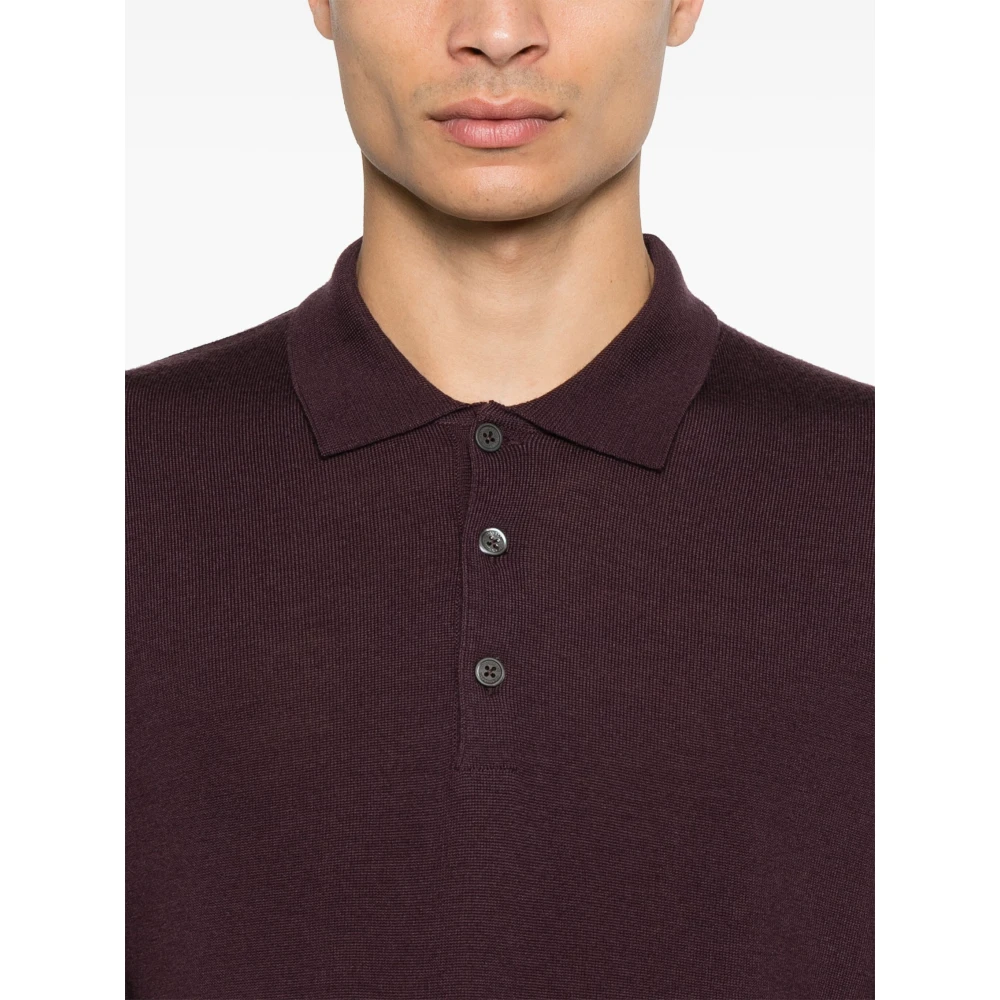Corneliani Wollen Polo Shirt 3 Knopen Stijl Red Heren