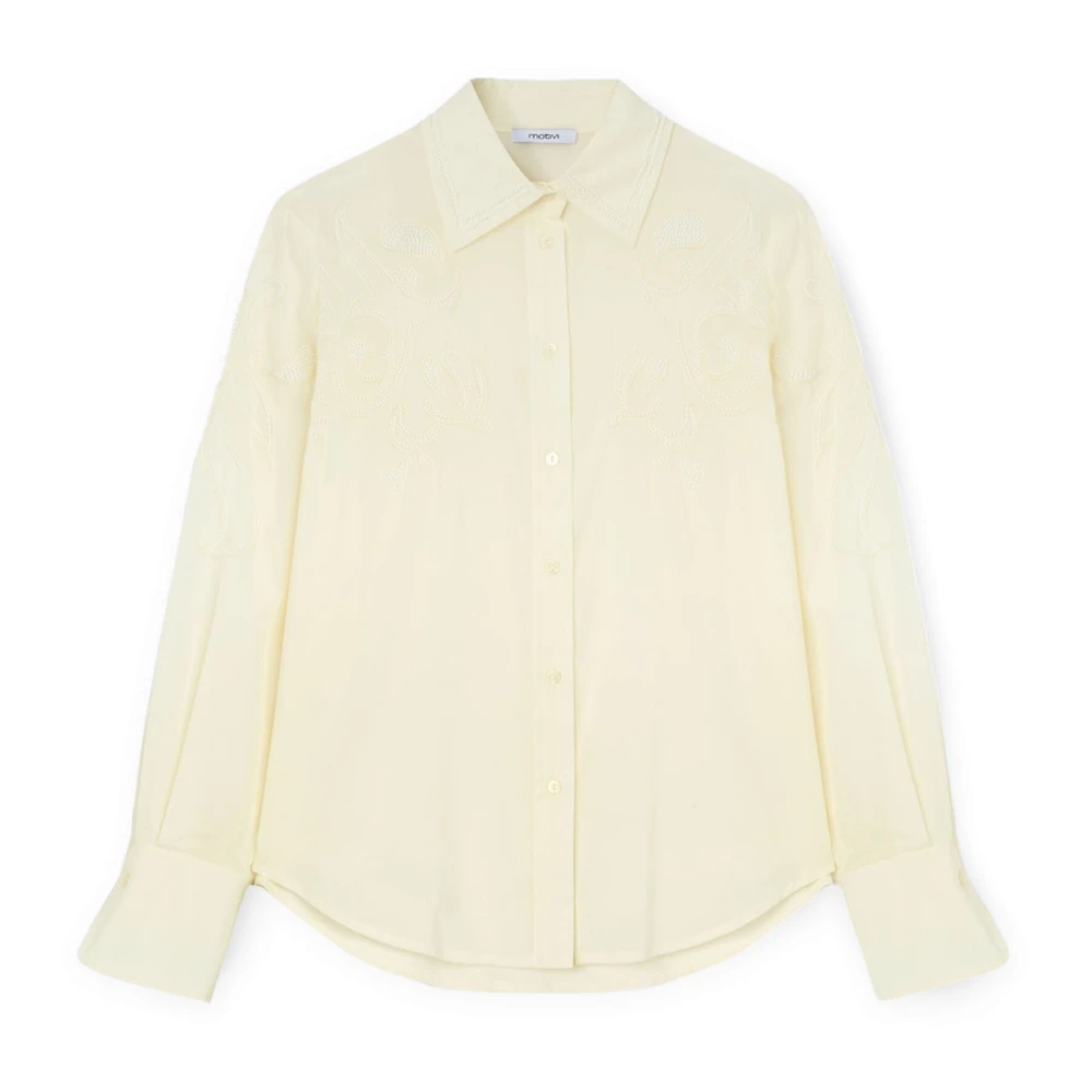 Motivi Damen Weiß Baumwollhemd Mit Stickereien