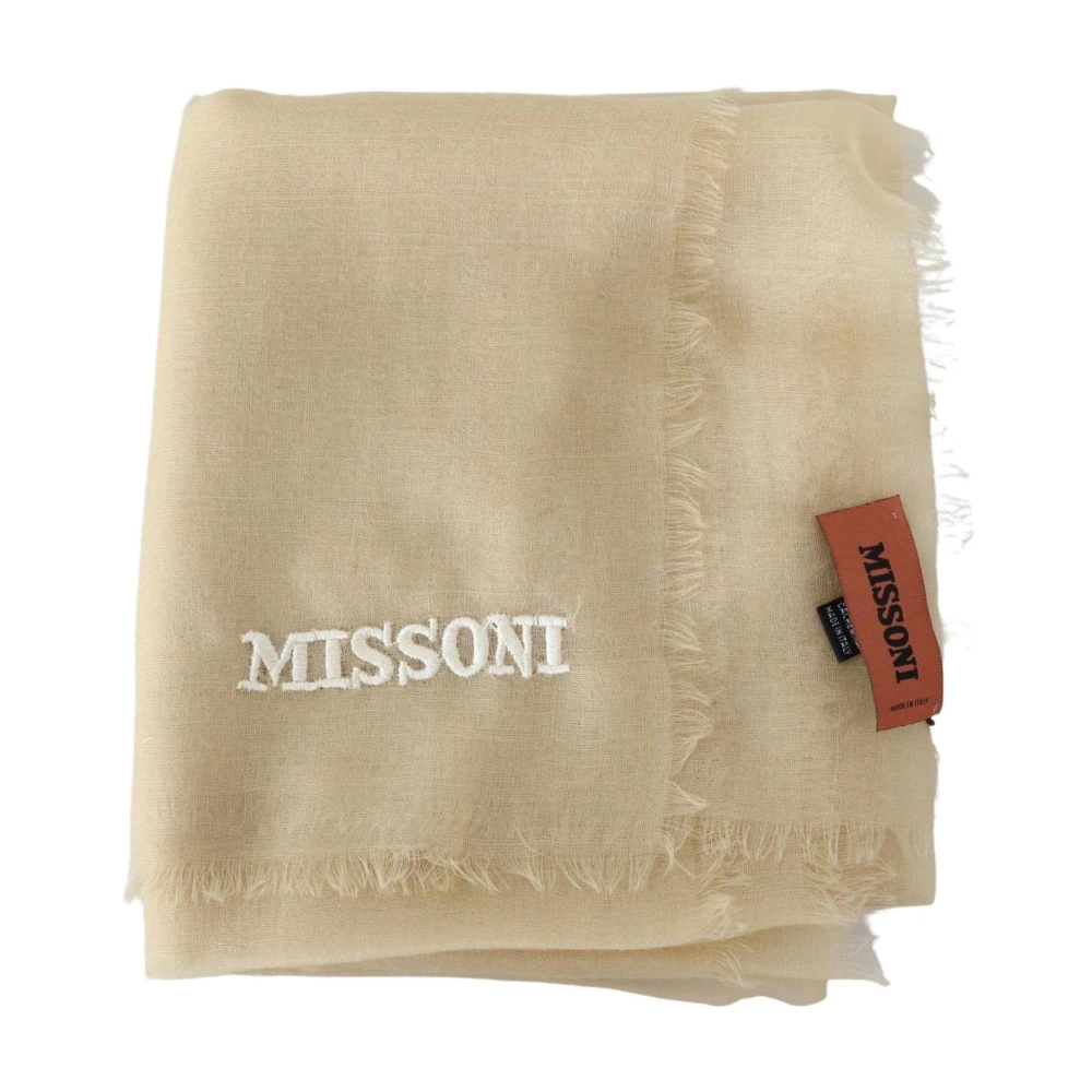 Missoni Men's Beige Winter Scarves, One Size, Cashmere Shawl With Fringes