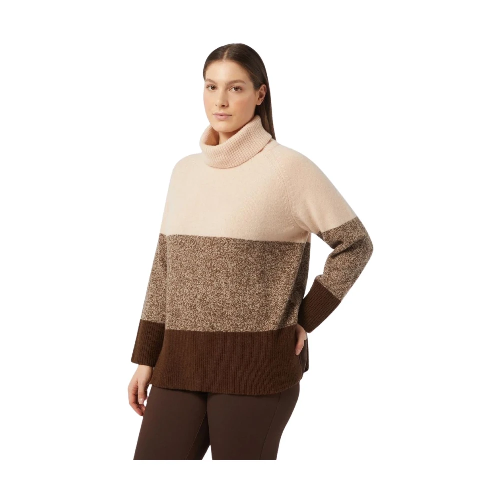 Marina Rinaldi Wollen Gebreide Trui Raglanmouw Brown Dames
