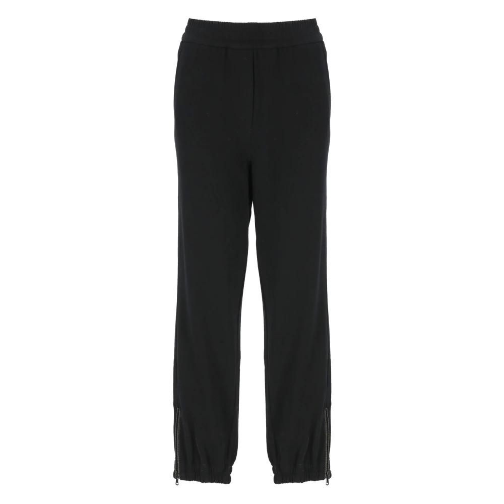 BRUNELLO CUCINELLI Zwarte Katoenen Broek Elastische Taille Rits Black Dames