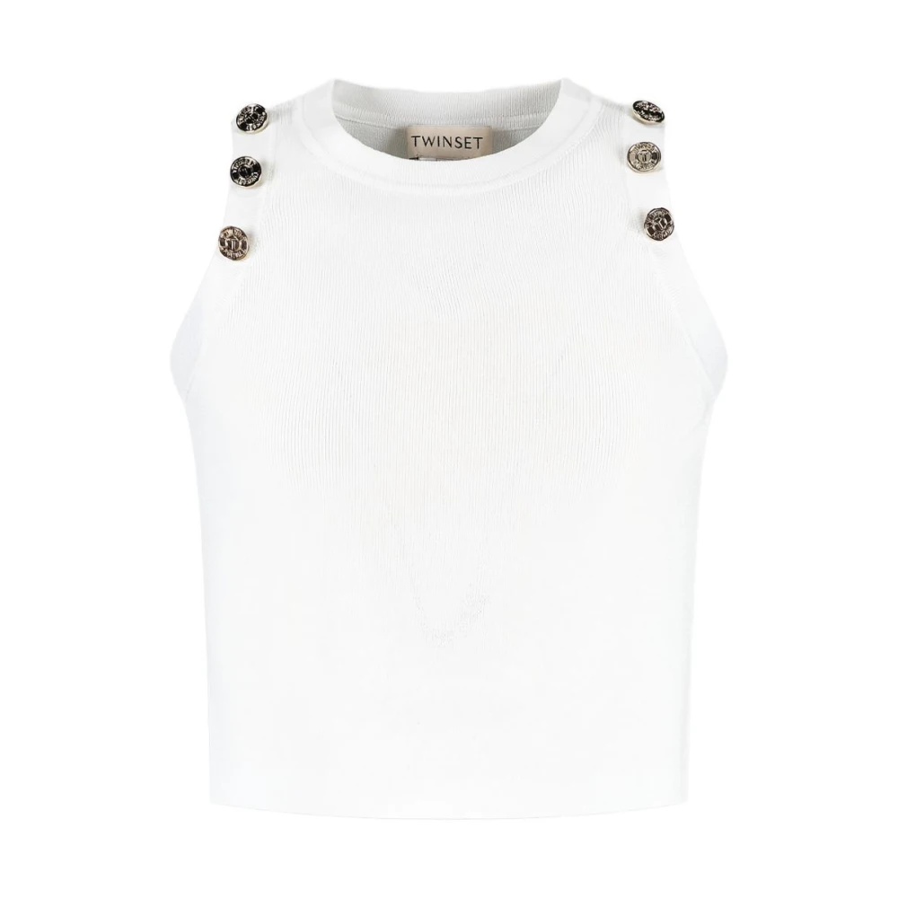 Twinset Unisex Kids White Kids Sleeveless Tops, 16 Y, Sleeveless Top