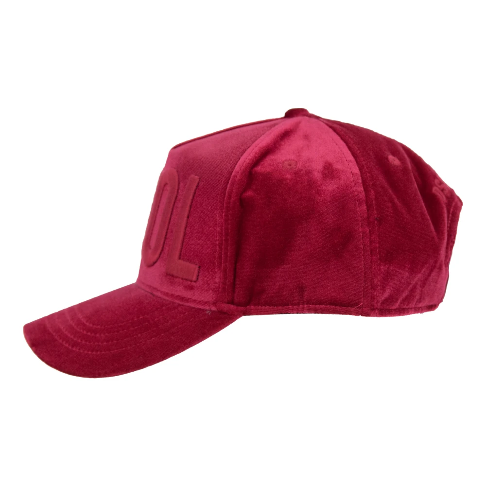 Dsquared2 Velours Geborduurde Cool Baseball Cap Red Unisex