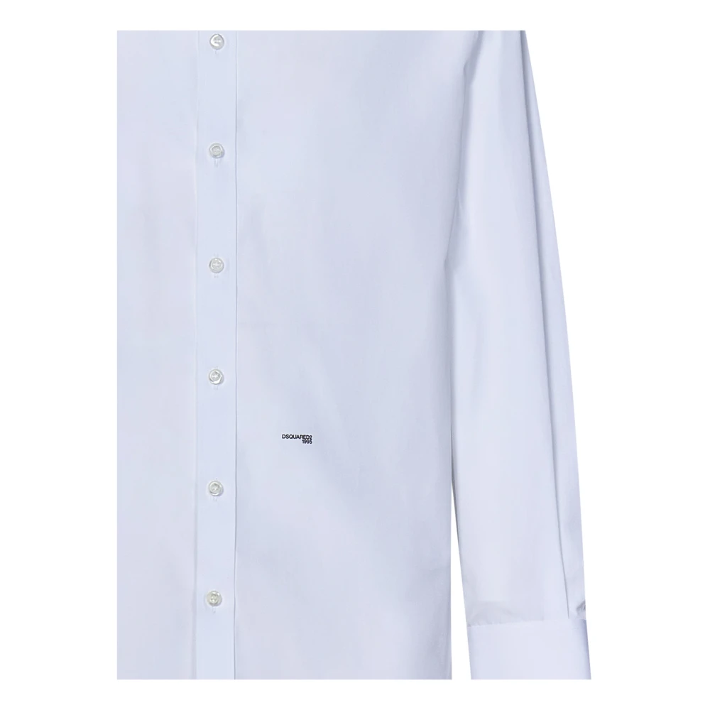 Dsquared2 Witte Katoenen Italiaanse Kraag Shirt White Heren