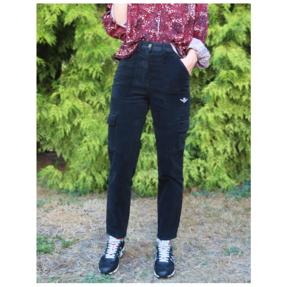 aeronautica militare Cargo Velours Broek Zwart Black Dames
