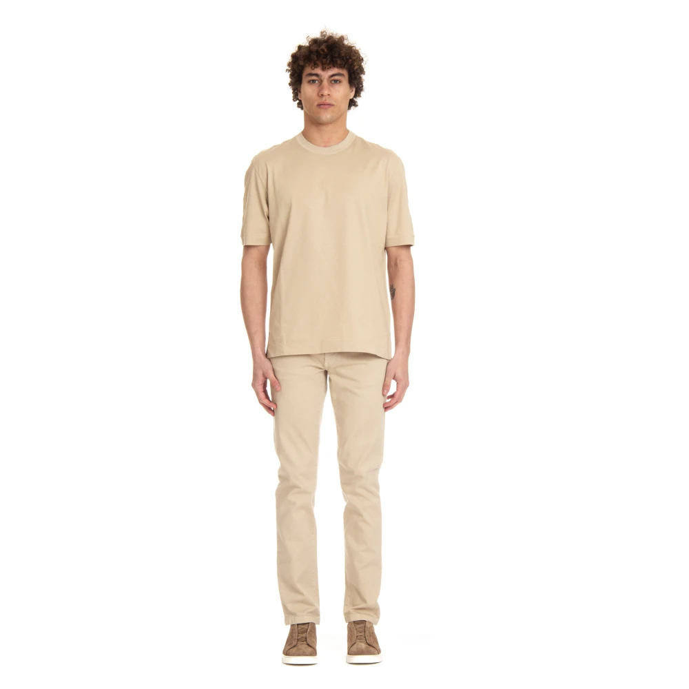 Ermenegildo Zegna Beige Katoenen T-shirt met Zijgleuven Beige Heren
