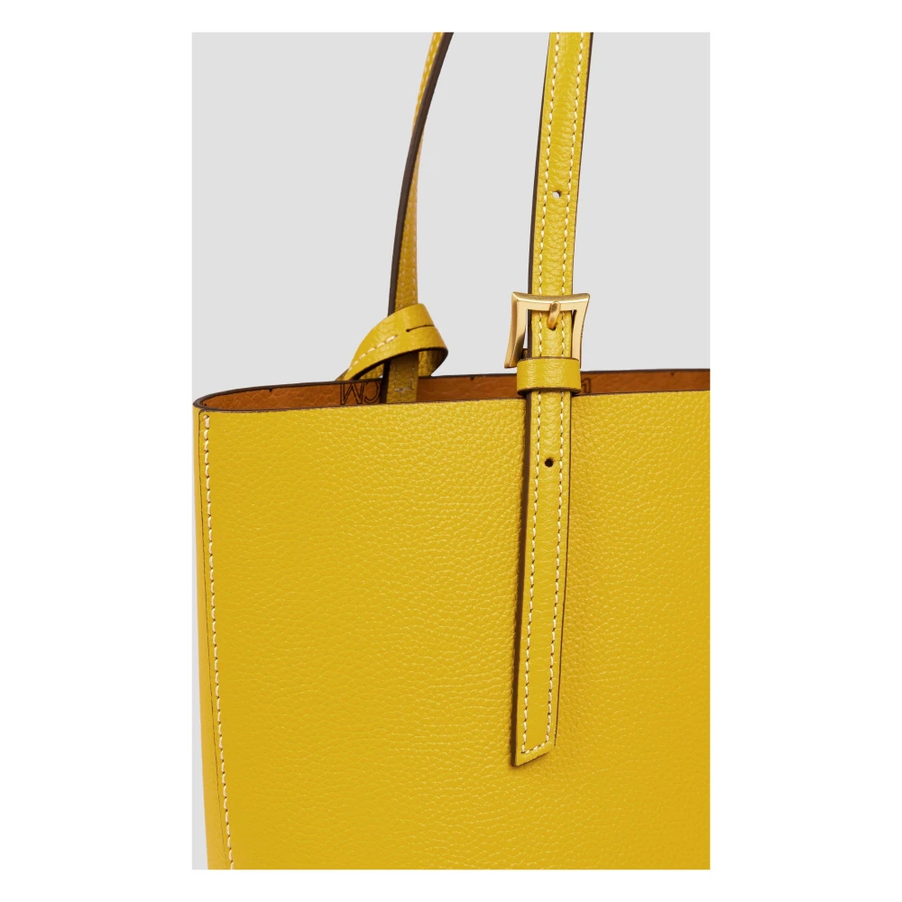 MCM Hemel Shopper van leer met logoprint Yellow Dames
