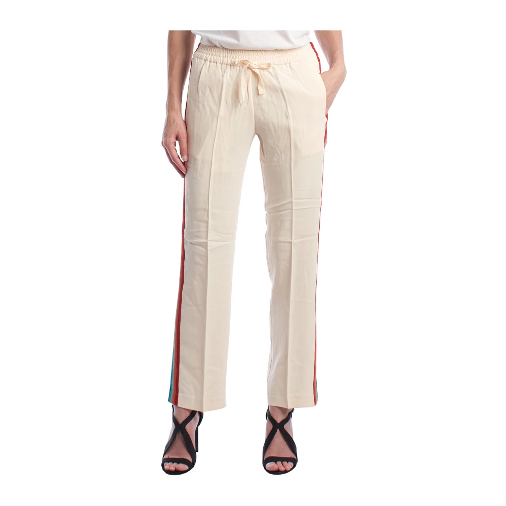 Zadig & Voltaire Donna Beige - Pantaloni Fluidi Con Banda Laterale Multicolore - Trousers - S