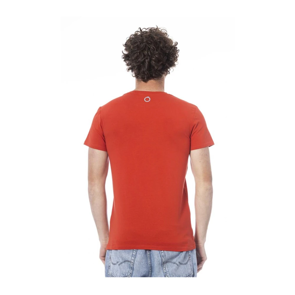 Trussardi Rode Logo Print Crew Neck T-Shirt Red Heren