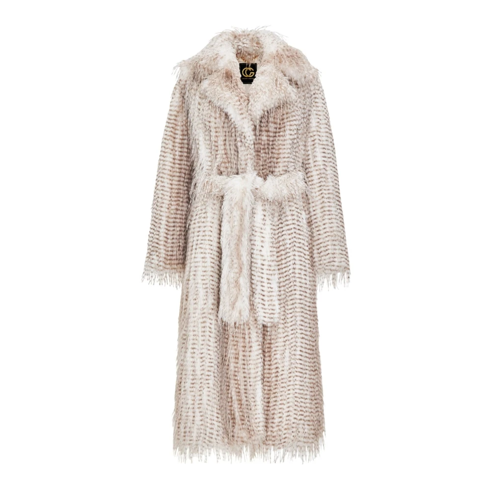 Cesare Gaspari Lång Faux Fur Coat Beige, Dam