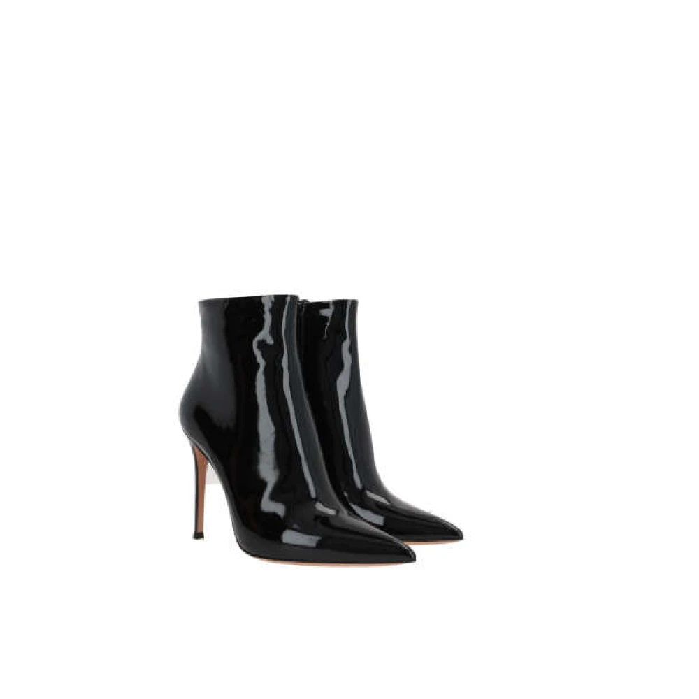 Gianvito Rossi Zwarte Lakleren Rits Stiletto Laarzen