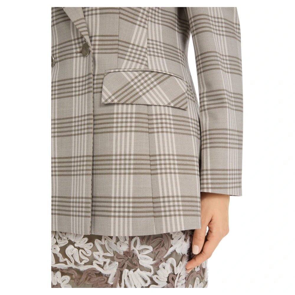 Marc Cain Blazer met glanzend ruitpatroon Green Dames