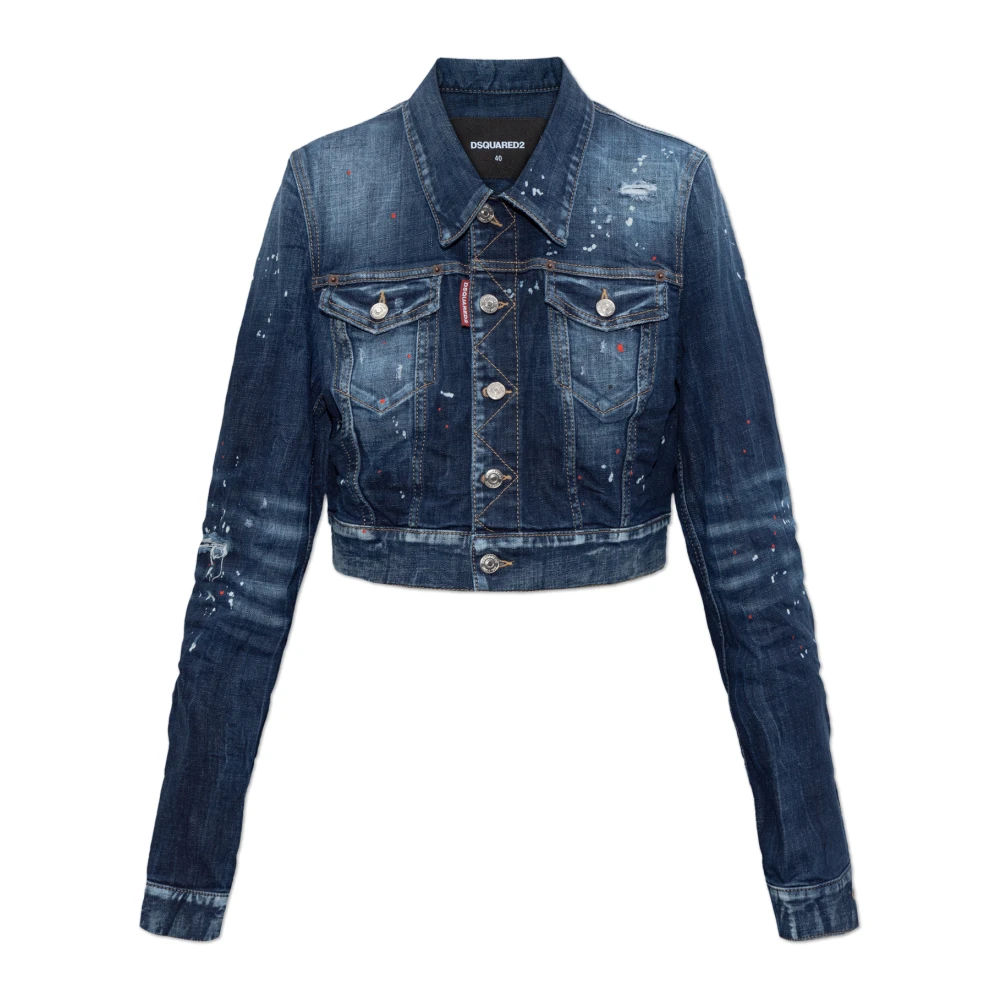 Dsquared2 Vrouw Blauw Jassen Dames, 2XS, Denim, Denim Jacket