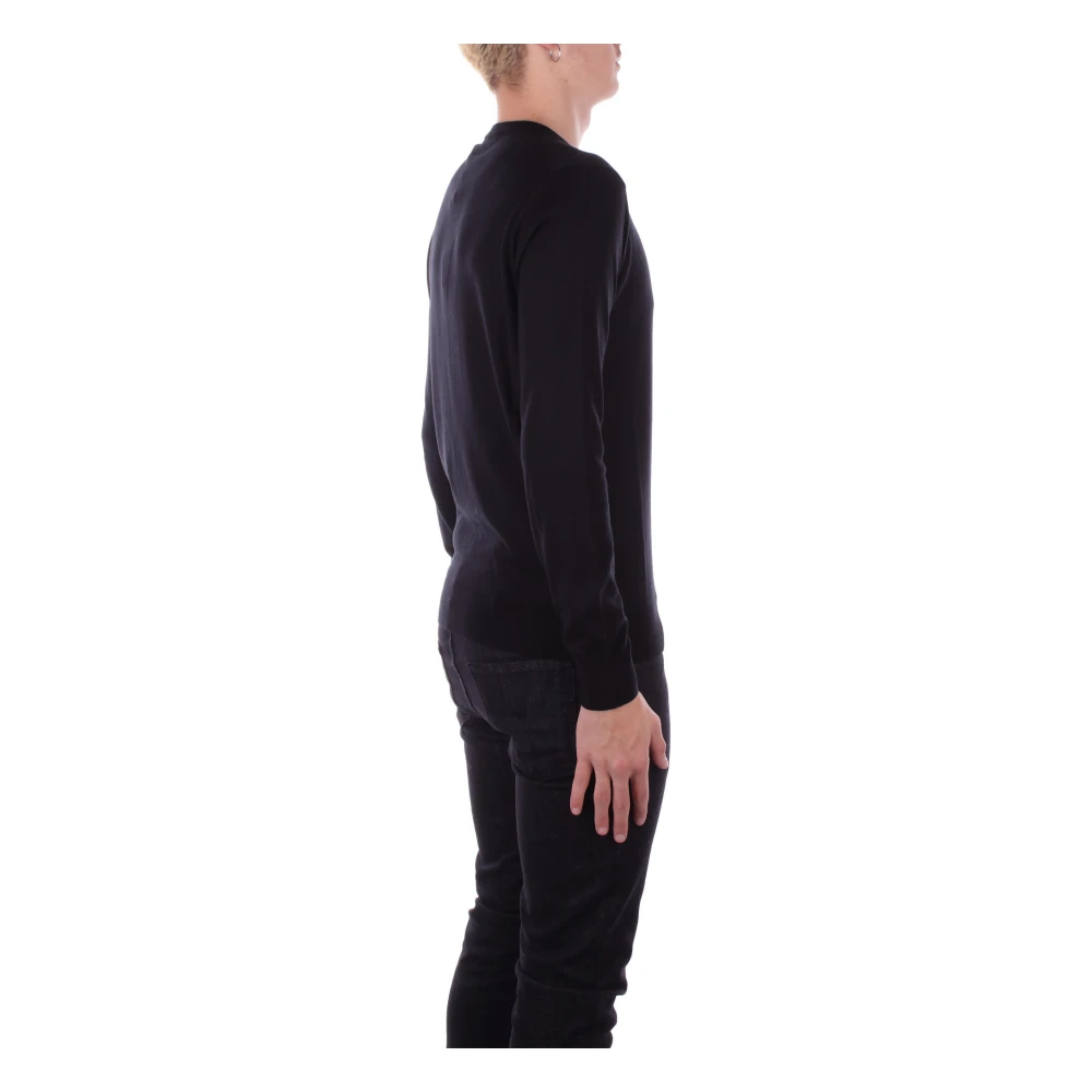 Alpha Studio Zwarte Sweater Model Regular Fit Black Heren