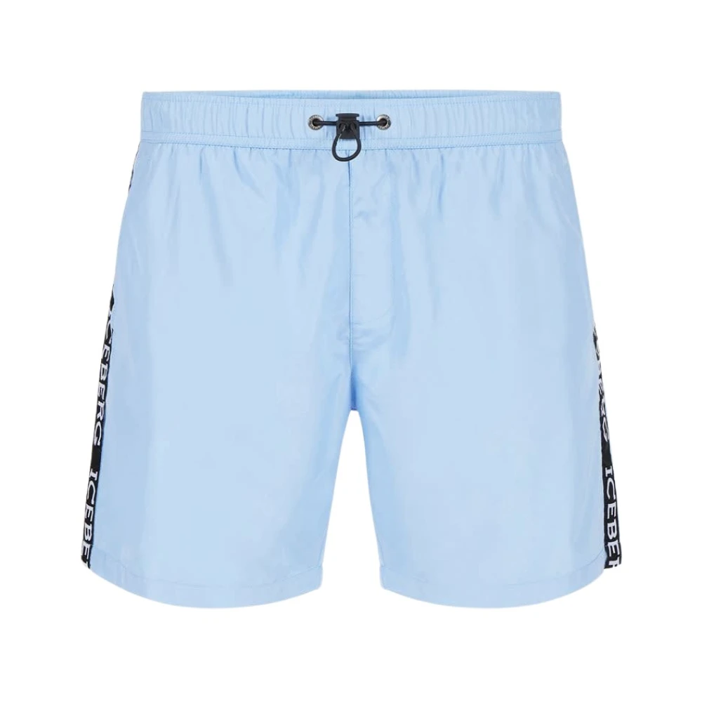 Iceberg Logo Boxer Zwembroek met Trekkoord Taille Blue Heren