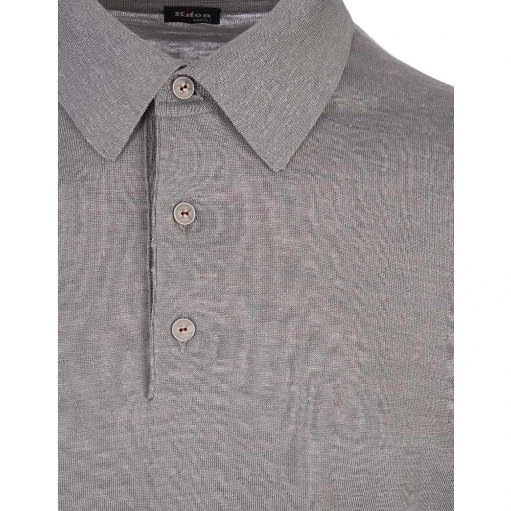 Kiton Luxe Grijs Zijde Blend Polo Shirt Gray Heren