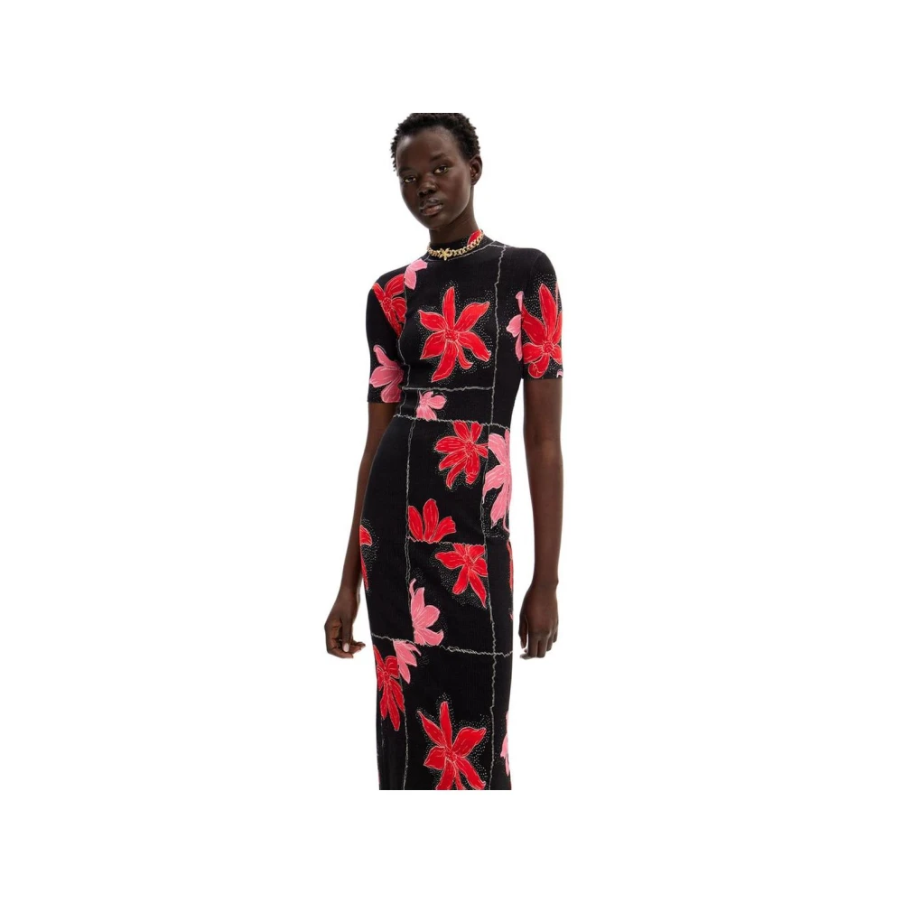 Desigual Rode Viscose Blend Maxi Jurk Red Dames