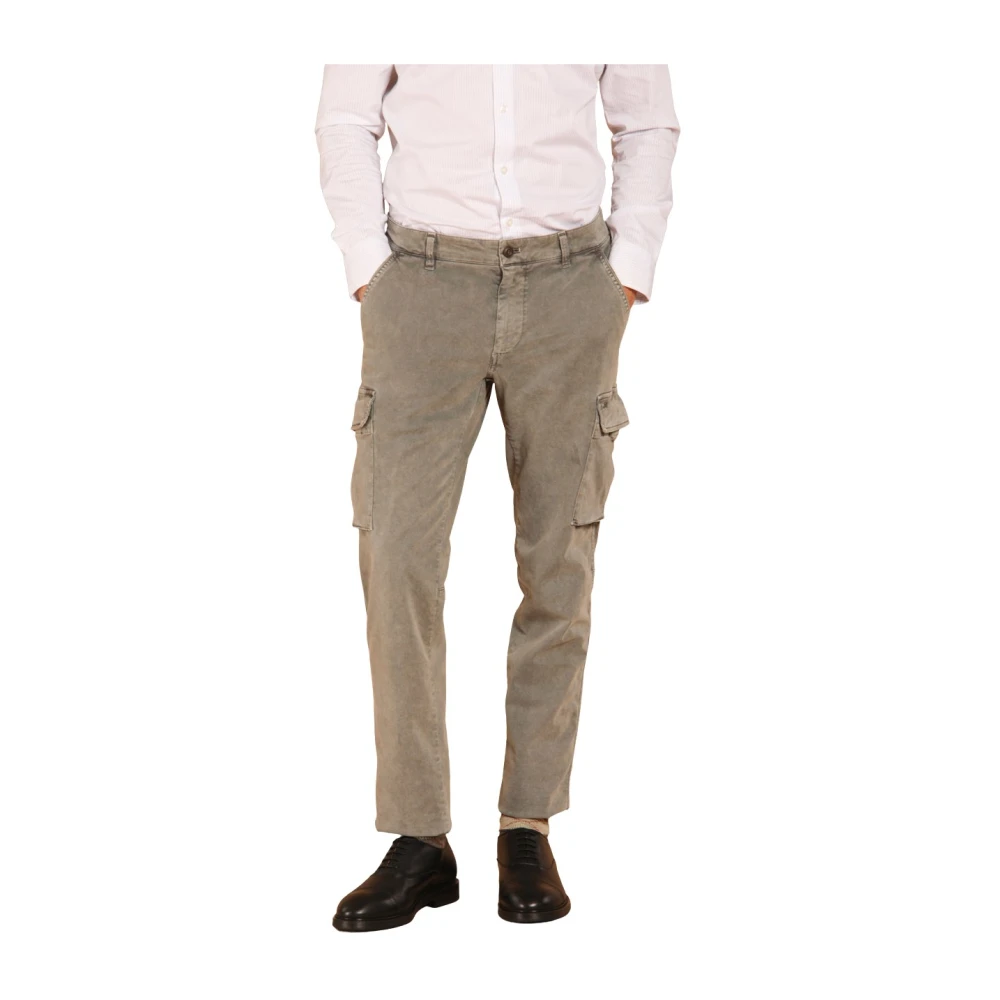 Mason's Slim Fit Cargo Broek in Gabardine Green Heren