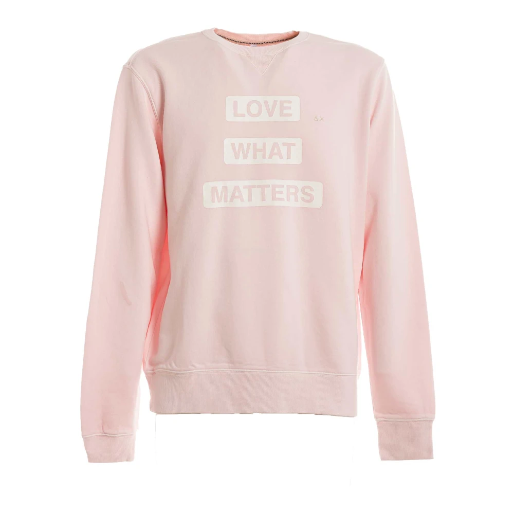 Sun68 Gedrukte katoenen sweatshirt voor mannen Pink Heren