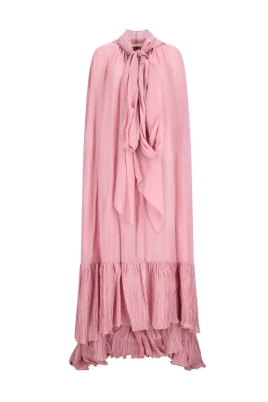 Georgette Cape med huva och veckad volang