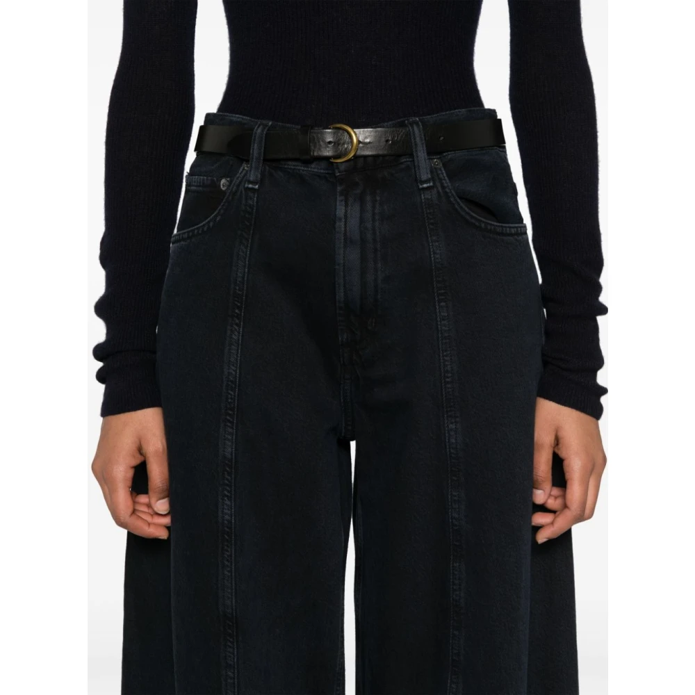 Agolde Hoge Taille Wijde Pijp Denim Broek Black Dames