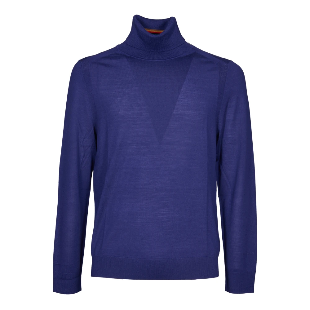 PS By Paul Smith Blauwe Gebreide Trui Hoge Kraag Aw24 Blue Heren