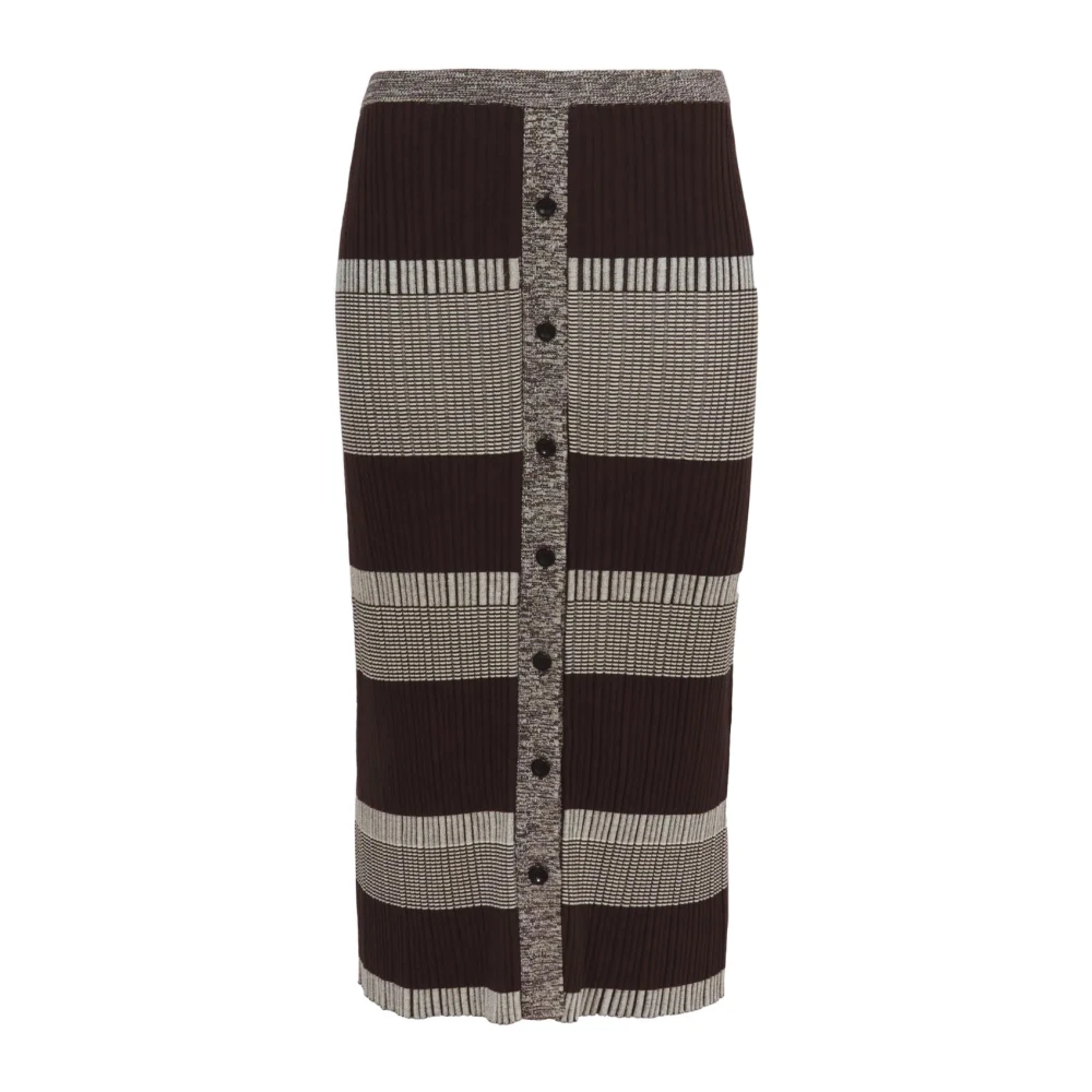 Proenza Schouler Vrouw Multicolor Rokken Dames, Veelkleurig, S, Katoen, Gestreept Midi-Rok Met Knopen Aan De Voorkant